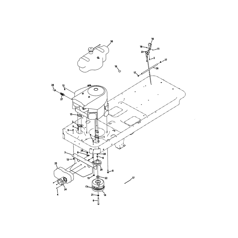 Engine Connection 54" Diagram and Parts List for RZTSERIES  Cub Cadet Lawn Tractor